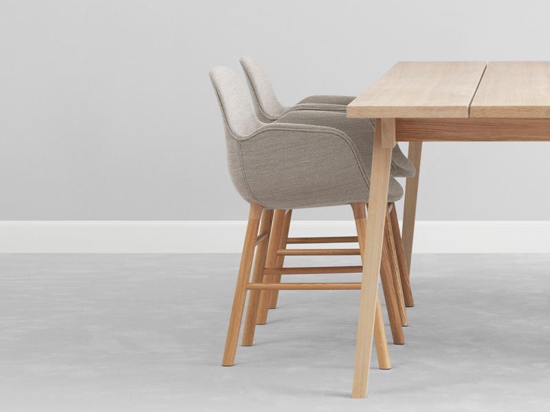 FORM ARMCHAIR WOOD BASE FULL UPHOLSTERY