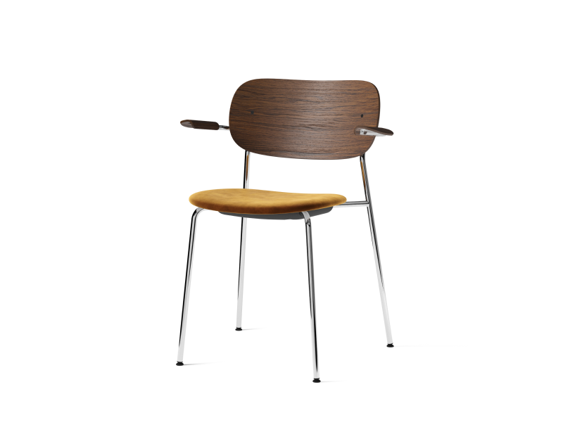 Co Chair With Armrest Seat Upholstered Chrome Base MENU-1176001