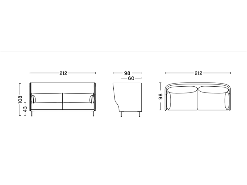 SILHOUETTE 3 SEATER HIGH BACKED