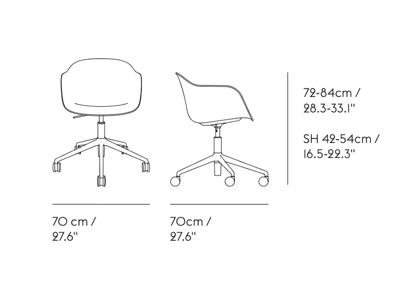 FIBER ARMCHAIR SWIVEL BASE W. CASTORS & GAS LIFT FULL UPHOLSTERY