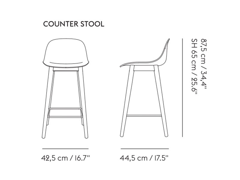 FIBER COUNTER / BAR STOOL WITH BACKREST WOOD BASE FULL UPHOLSTERY