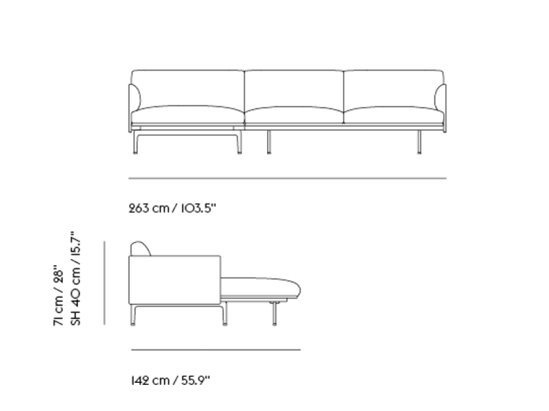 OUTLINE SOFA CHAISE LONGUE