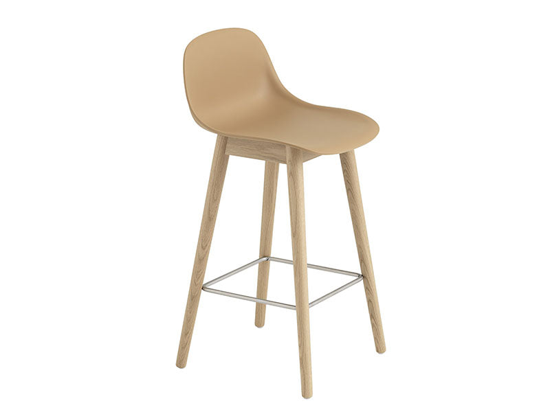 FIBER COUNTER STOOL WITH BACKREST WOOD BASE