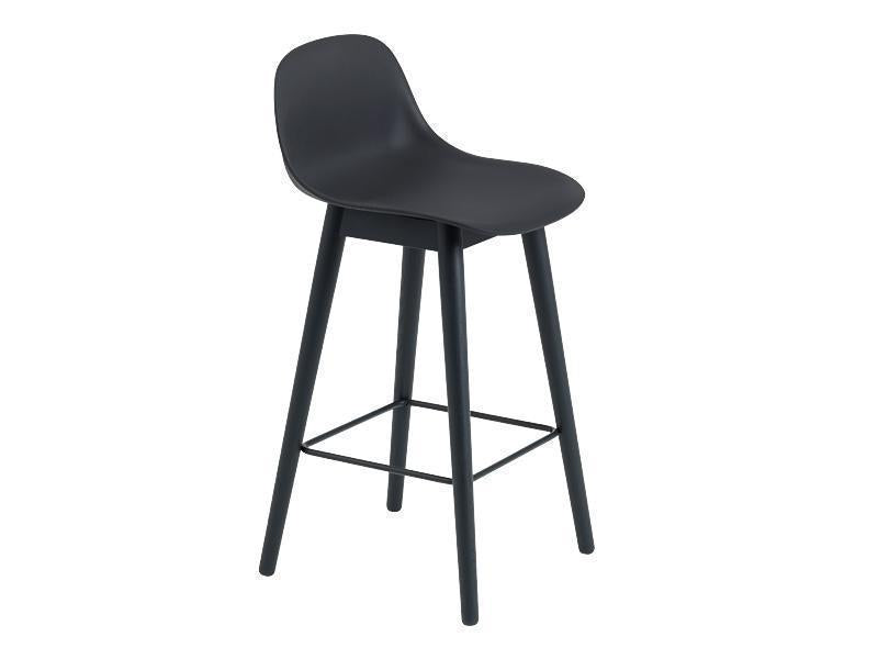 FIBER BAR STOOL WITH BACKREST WOOD BASE