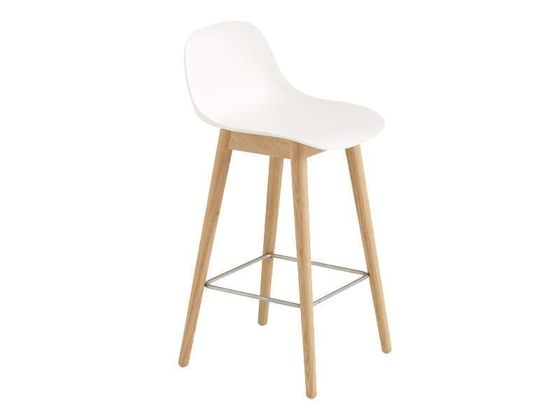 FIBER BAR STOOL WITH BACKREST WOOD BASE