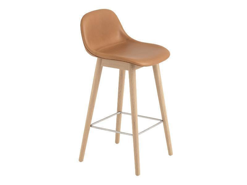 FIBER COUNTER / BAR STOOL WITH BACKREST WOOD BASE FULL UPHOLSTERY