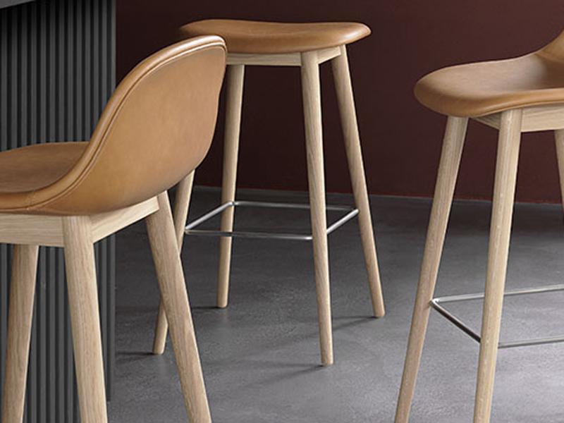 FIBER COUNTER / BAR STOOL WOOD BASE FULL UPHOLSTERY