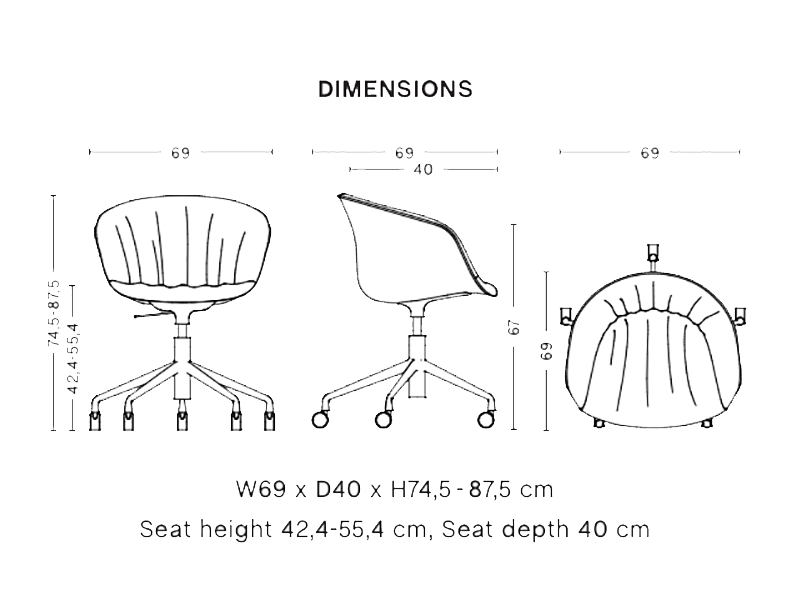 ABOUT A CHAIR - AAC 53 SOFT ARMCHAIR 5 STAR BASE & GASLIFT