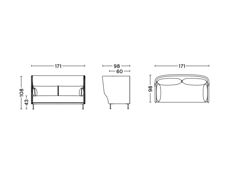 SILHOUETTE 2 SEATER HIGH BACKED