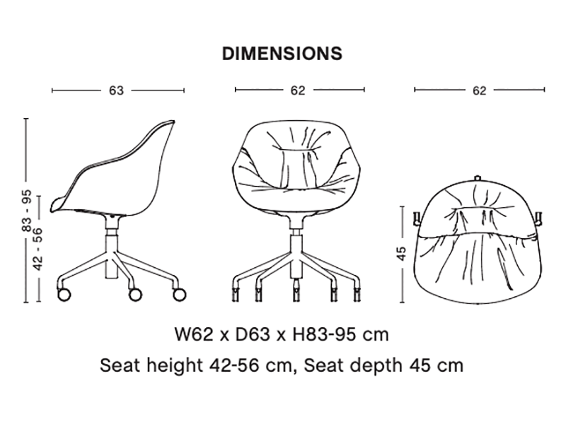 ABOUT A CHAIR - AAC 153 SOFT ARMCHAIR HIGH 5 STAR BASE CASTORS & GASLIFT