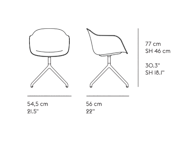 FIBER ARMCHAIR SWIVEL BASE FULL UPHOLSTERY