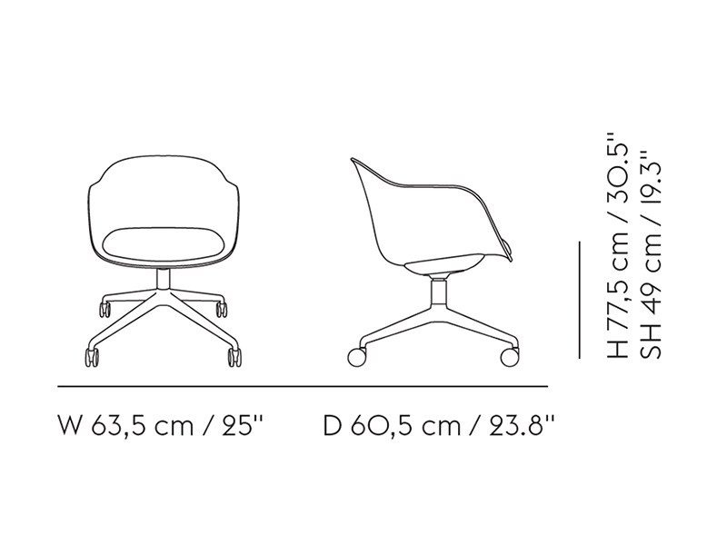 FIBER CONFERENCE ARMCHAIR SWIVEL BASE WITH CASTORS FULL UPHOLSTERY