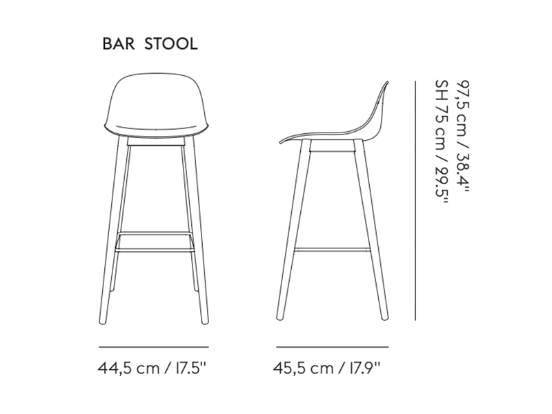 FIBER COUNTER / BAR STOOL WITH BACKREST WOOD BASE FULL UPHOLSTERY