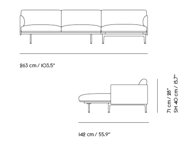 OUTLINE SOFA CHAISE LONGUE