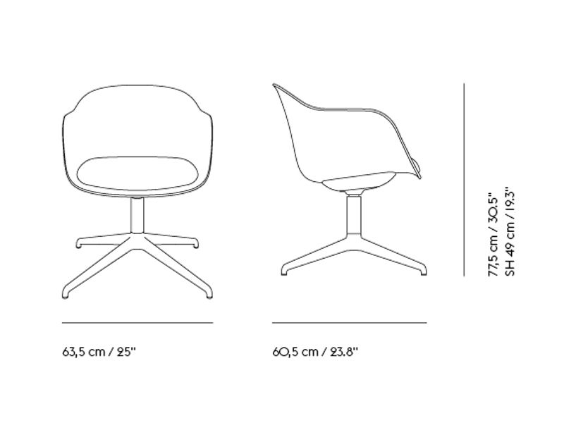 FIBER CONFERENCE ARMCHAIR SWIVEL BASE WITH RETURN FULL UPHOLSTERY